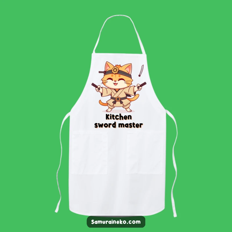 Funny Cat Samurai Apron: Juggling Feline Chef's Wear Makes a Great Gift