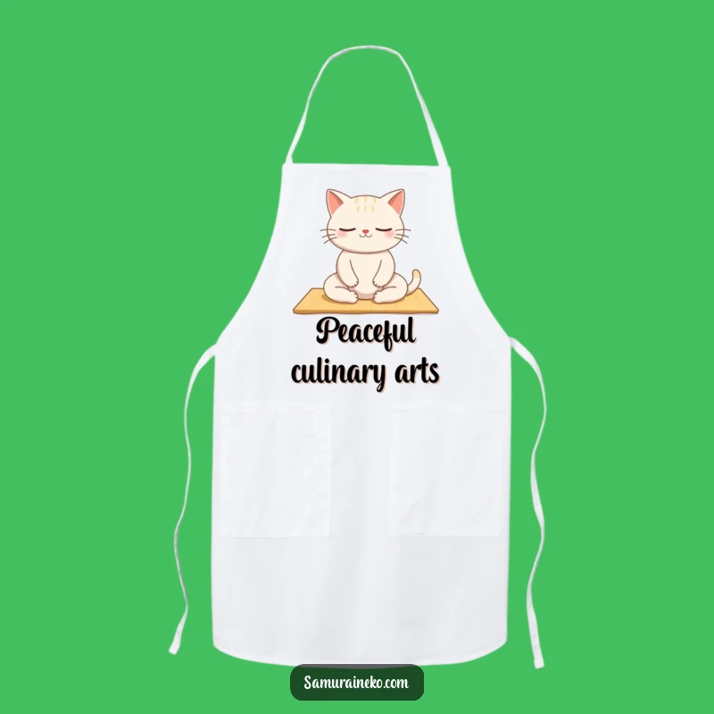 Funny Zen Cat Apron: Cook With Calm, Hilarious Kitchen Peace!