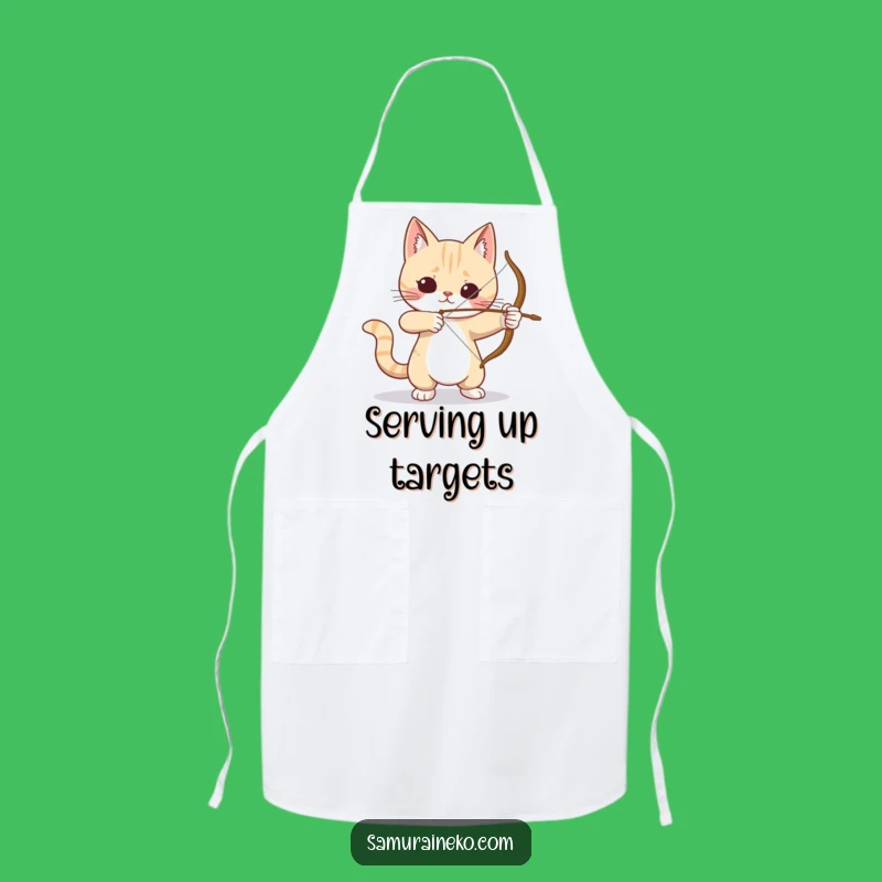 Funny Cat Archer Apron: Aim For Deliciousness, Hilarious Chef Gift!