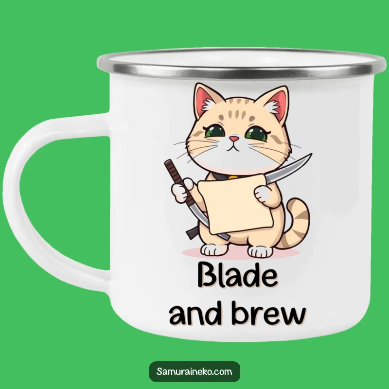 Funny Proud Cat Katana Camping Mug: Precision Comfort for Adventures