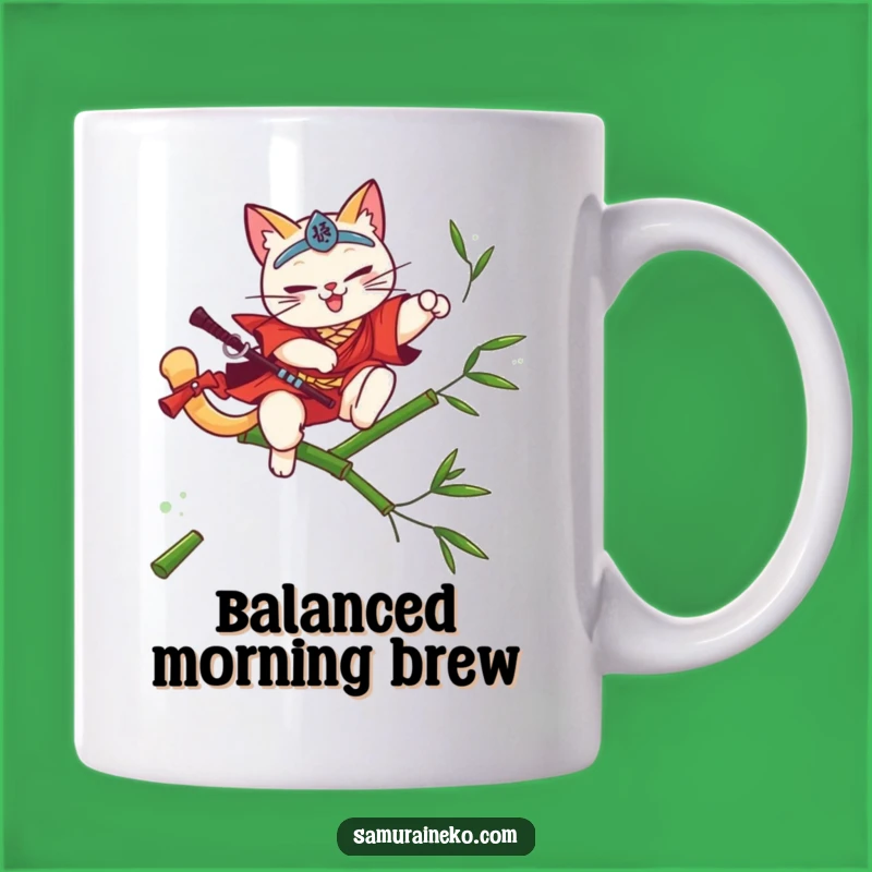 Funny Cat Samurai Mug - Graceful Feline Warrior Gift