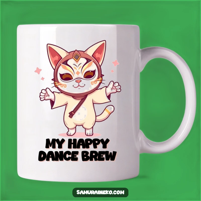 Funny Kabuki Cat Mug: Joyful Dance, Hilarious Japanese Theater Gift!