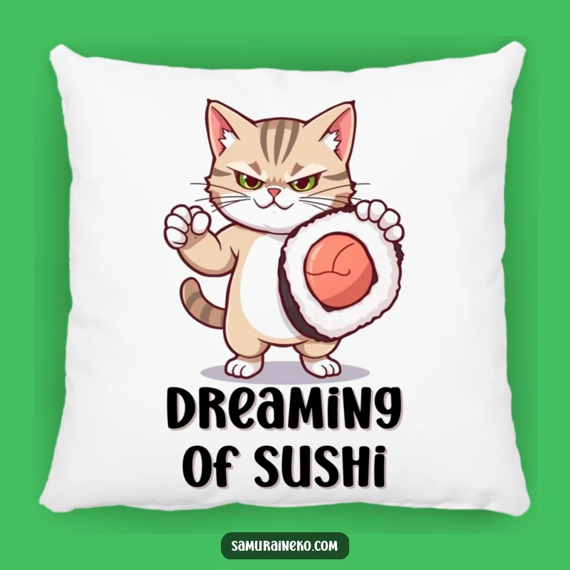 Cozy Funny Kitty Sushi Pillow: Dramatic Cat Accent for a Hilarious & Comfy Sofa