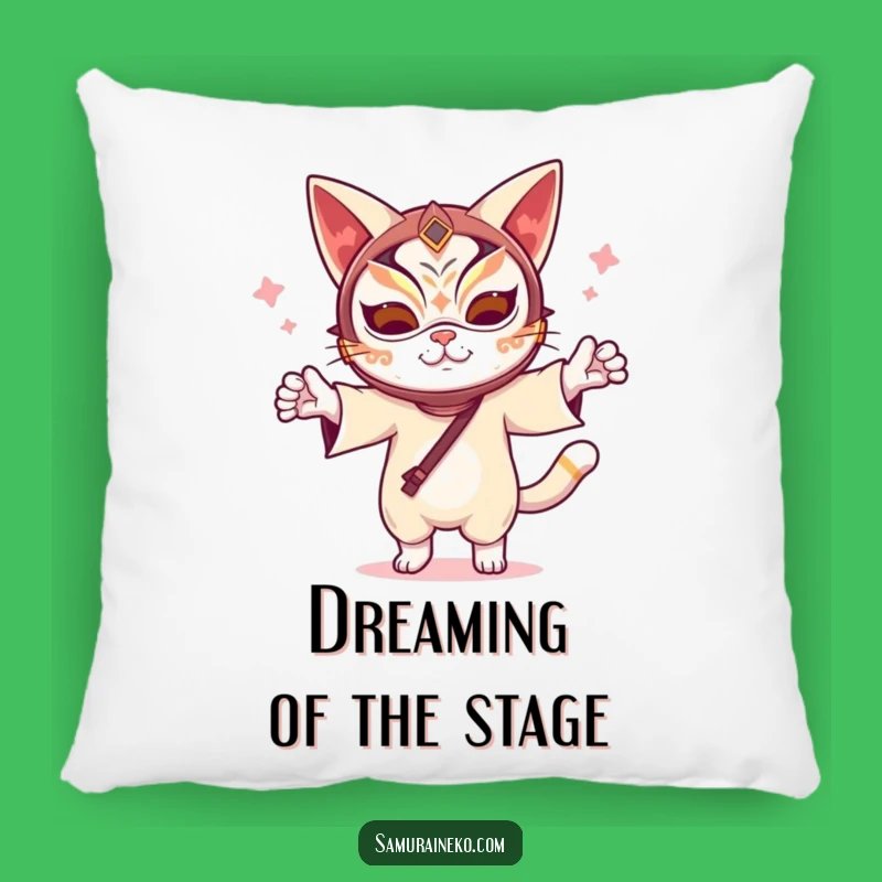 Funny Kabuki Cat Pillow: Cozy Drama, Hilarious Feline Comfort!