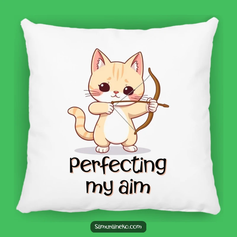 Funny Cat Archer Pillow: Soft Focus, Hilarious Feline Comfort!