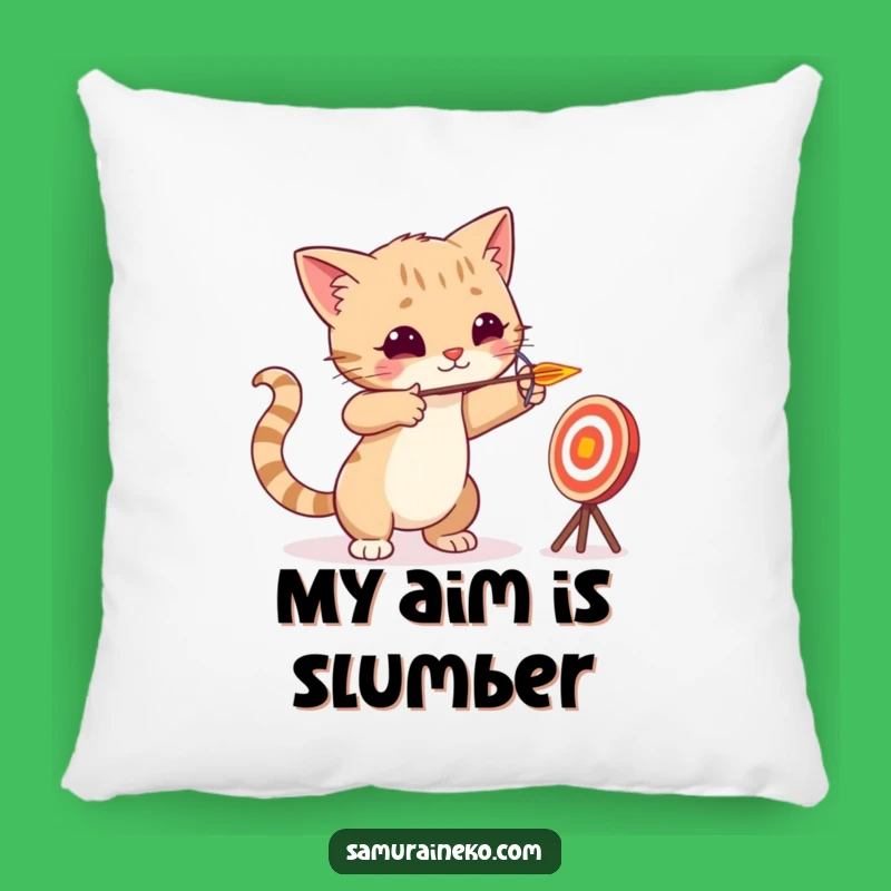 Funny Cat Archer Pillow - Tiny Arrow Target Practice Comfort