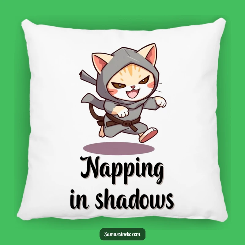 Add a touch of playful mystery to your relaxation with this funny cat ninja pillow. A soft and funny gift for cat lovers.
