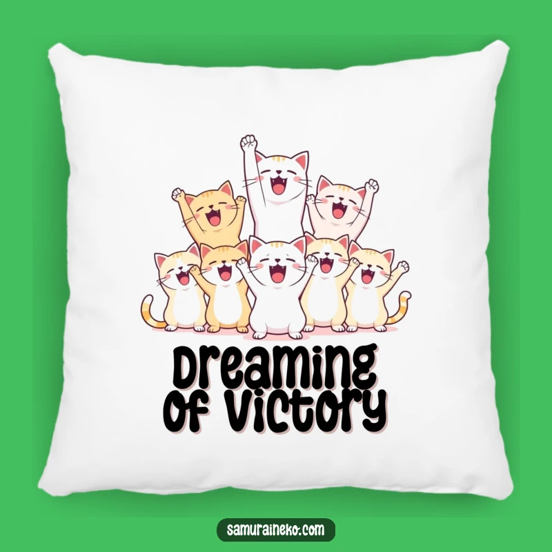 Funny Pillow: Victory Cats - Cozy Celebration Cushion, Unique Gift