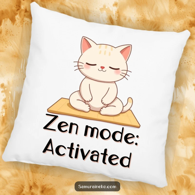 Funny Zen Cat Pillow: A soft pillow featuring a funny cat meditating peacefully, bringing humorous comfort and serene vibes to any room.
