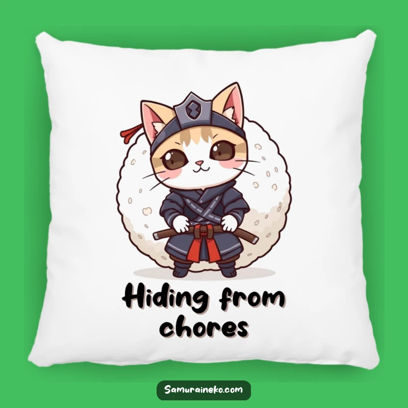 Funny Cat Samurai Rice Ball Pillow: Cozy Playfulness, Perfect Funny Gift