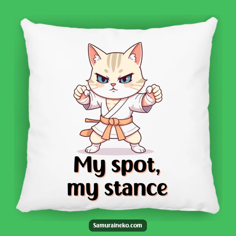 Funny Cat Warrior Pillow: Soft Cushion with Funny Stances Design, Gift