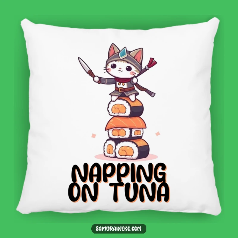 Funny Sushi Cat Warrior Pillow: Cozy Balance Decor, Perfect Funny Gift