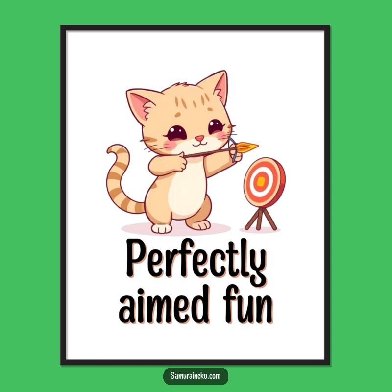 Funny Cat Archer Digital Print - Tiny Arrow Target Practice Download
