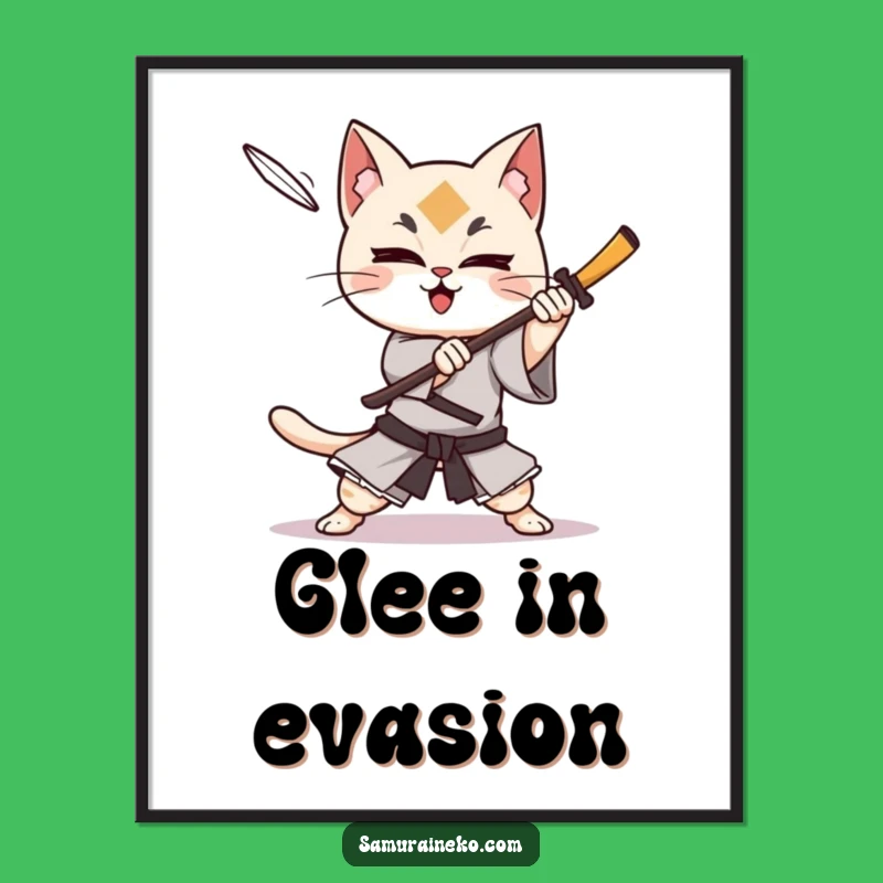 Funny Cat Samurai Shuriken Dodge Digital Print: Instant Action Art, Perfect Gift