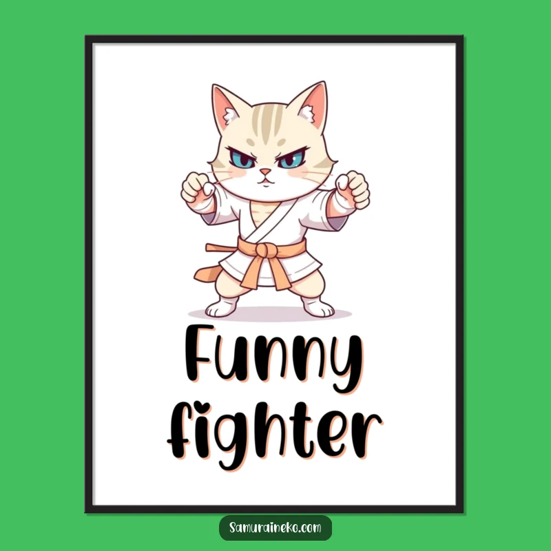 Funny Cat Martial Arts Art Print: Exaggerated Stances, Instant Humorous Gift