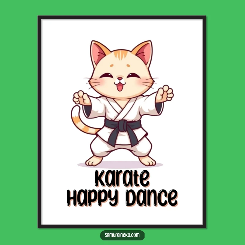 Funny Karate Cat Digital Print: Instant Hilarious Art for Martial Arts Fans