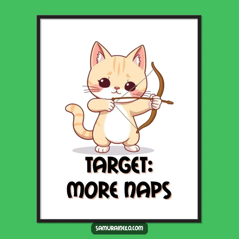 Funny Cat Archer Digital Art: Instant Focus, Hilarious Feline Precision!