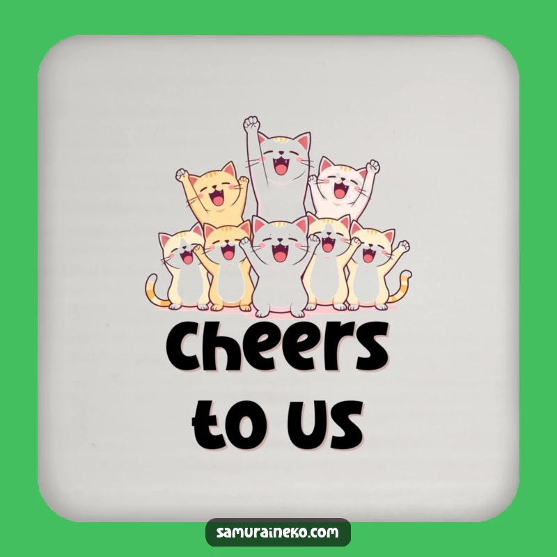 Funny Coaster Set: Victory Cats - Protect Tables, Hilarious Celebration Art