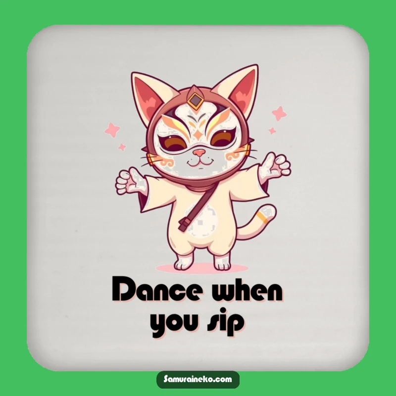Funny Kabuki Cat Coasters: Protect Your Stage, Hilarious Feline Flair!