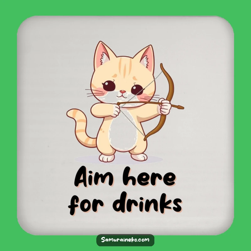 Funny Cat Archer Coasters: Protect Your Drinks, Hilarious Feline Precision!