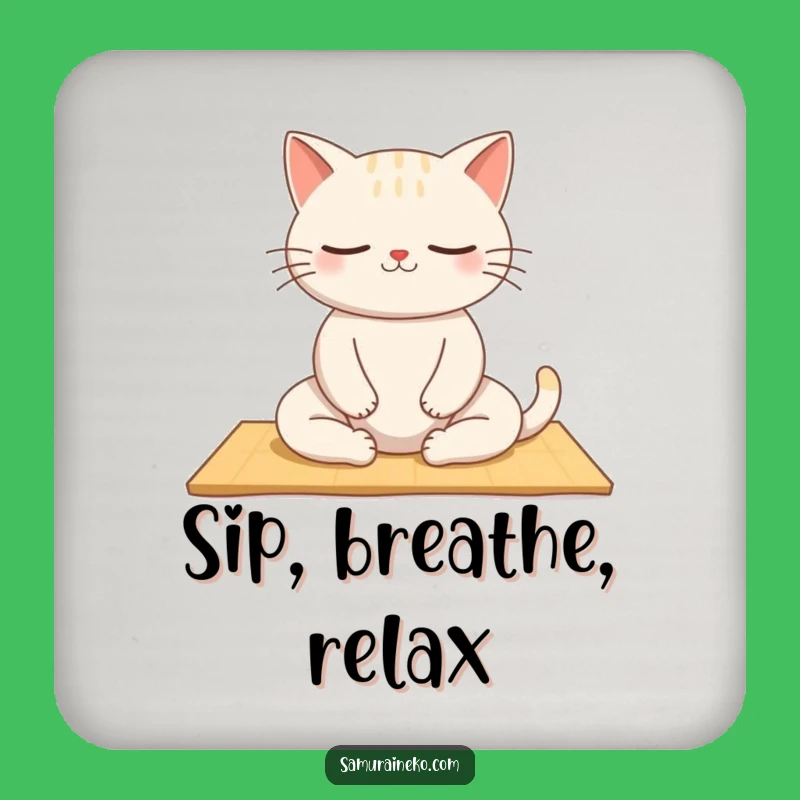 Funny Zen Cat Coasters: Protect Your Peace, Hilarious Feline Calm!