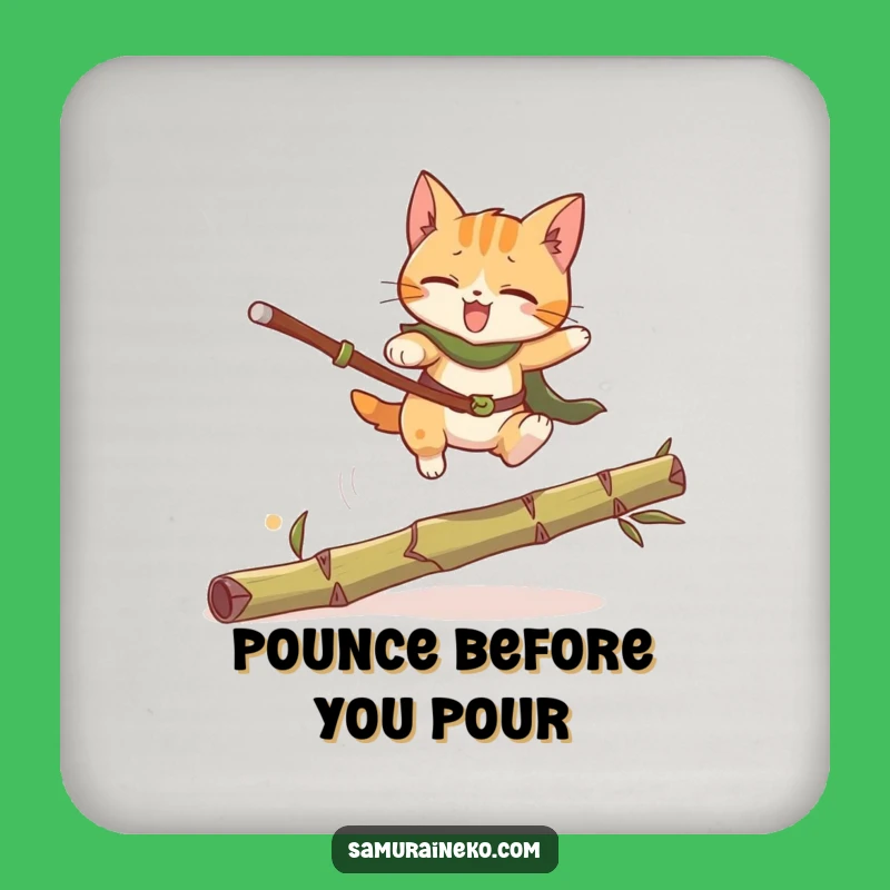Funny Cat Warrior Coasters: Protect Surfaces, Hilarious Feline Flair!