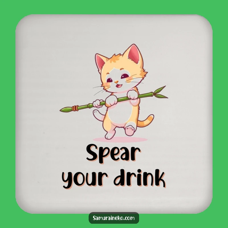 Funny Mischievous Kitten Coaster: Ninja Protection - Charming Funny Gift