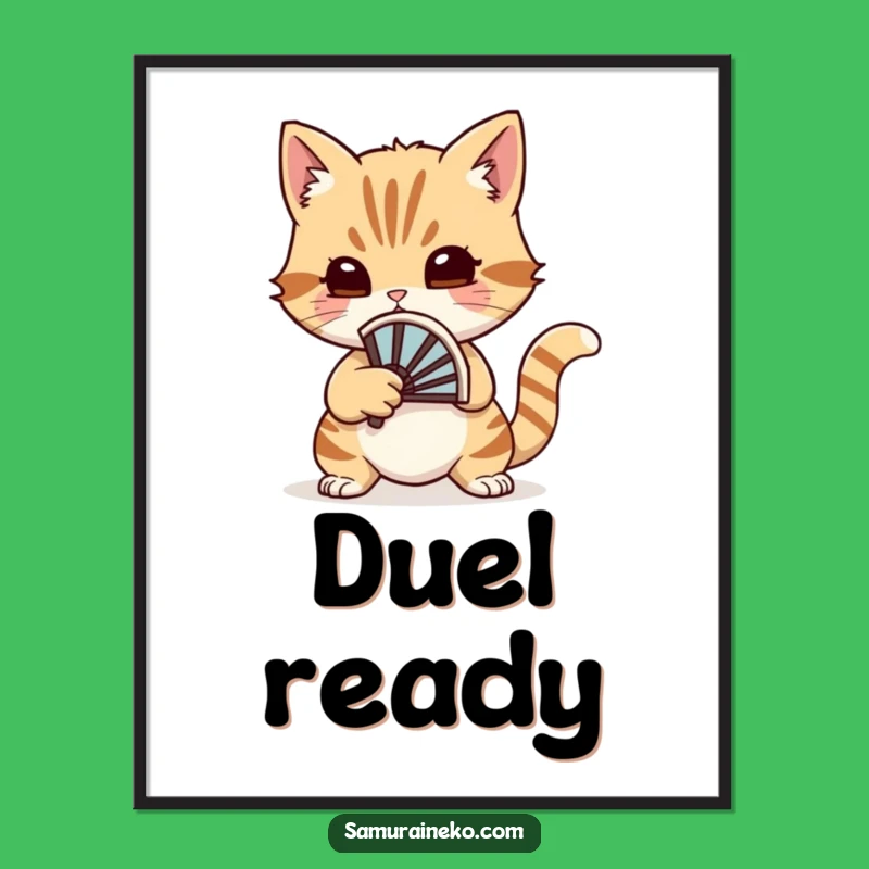 Funny Cat Duelist Poster: Whimsical Fan Art, Charming Wall Decor Gift