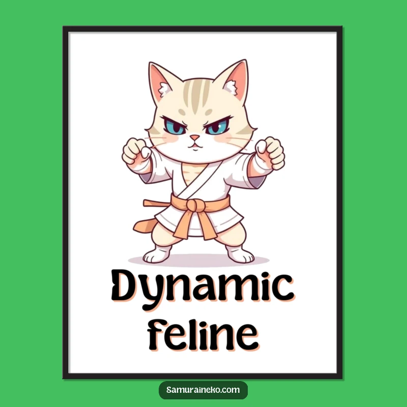 Funny Cat Martial Arts Poster: Exaggerated Stances Art, Hilarious Wall Decor Gift