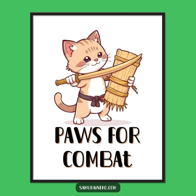 Funny Cat Sparring Poster: Hilarious Wall Art for Comedic Home Decor