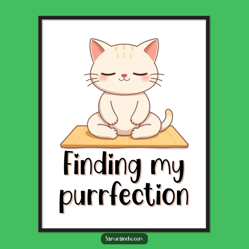 Funny Zen Cat Poster: Peaceful Art, Hilarious Meditation Gift!
