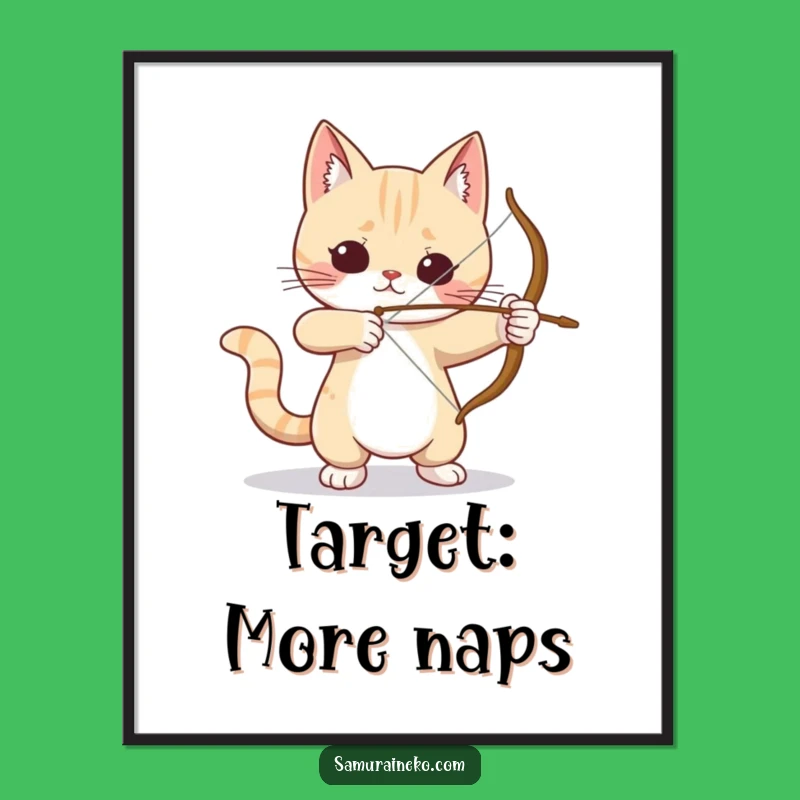Funny Cat Archer Poster: Precision Art, Hilarious Feline Focus Gift!