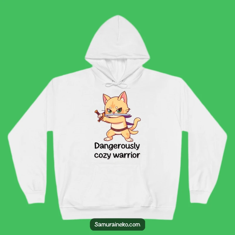Funny Hoodie: Cat Warrior Sword - Cozy Feline Battle Gear, Unique Gift