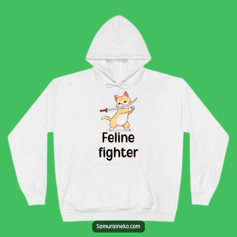 Funny Cat Samurai Hoodie: Cozy Warmth with a Playful Sword Flourish, Great Gift