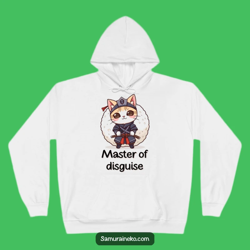 Funny Cat Samurai Rice Ball Hoodie: Cozy Hiding Spot, Ultimate Funny Gift