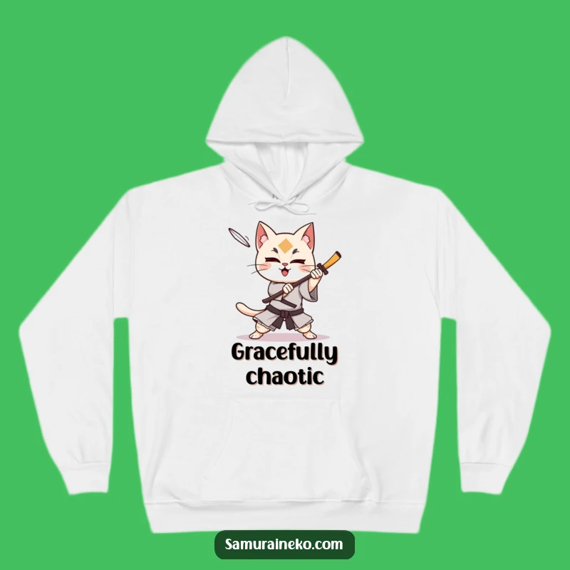 Funny Cat Samurai Shuriken Dodge Hoodie: Cozy Warrior Style, Ultimate Funny Gift