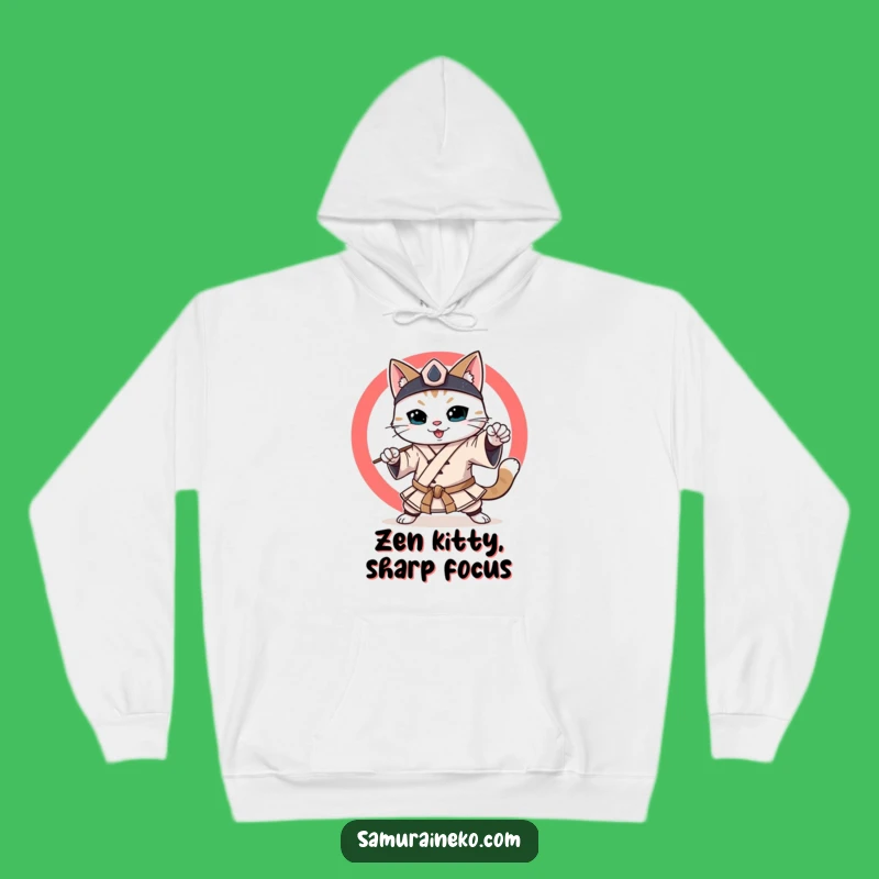 Funny Samurai Cat Hoodie: Smiling Martial Artist Cozy Perfect Gift