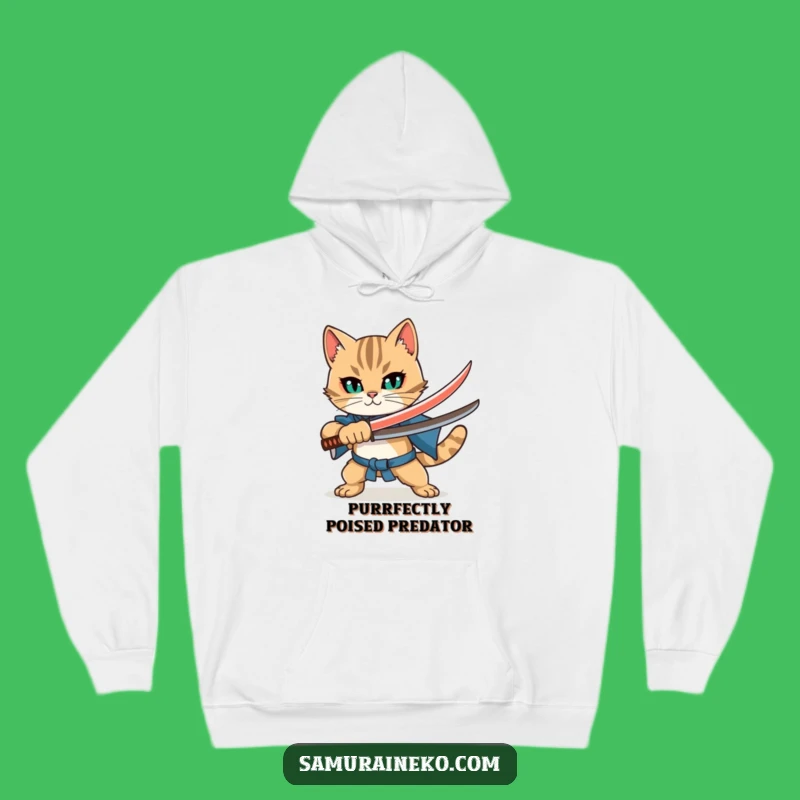Funny Cat Katana Hoodie: Bold Warrior Feline Cozy Perfect Gift