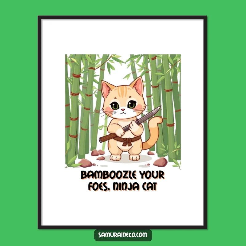 Free Printable Wall Art: Funny Samurai Cat Warrior, Downloadable Decor