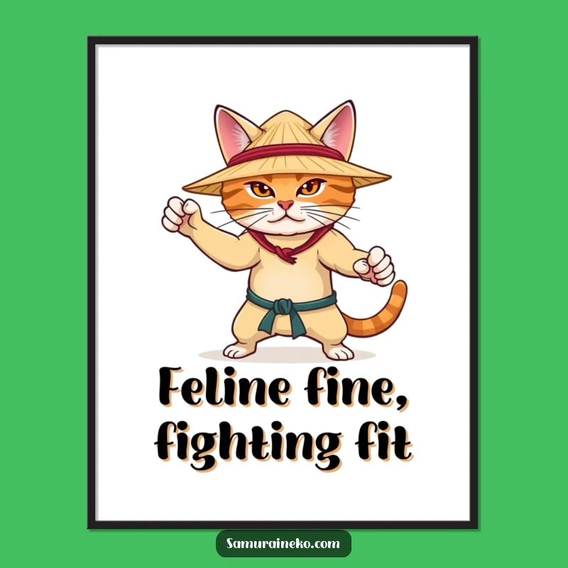 Free Printable Wall Art: Determined Cat Warrior, Funny Downloadable Art Decor