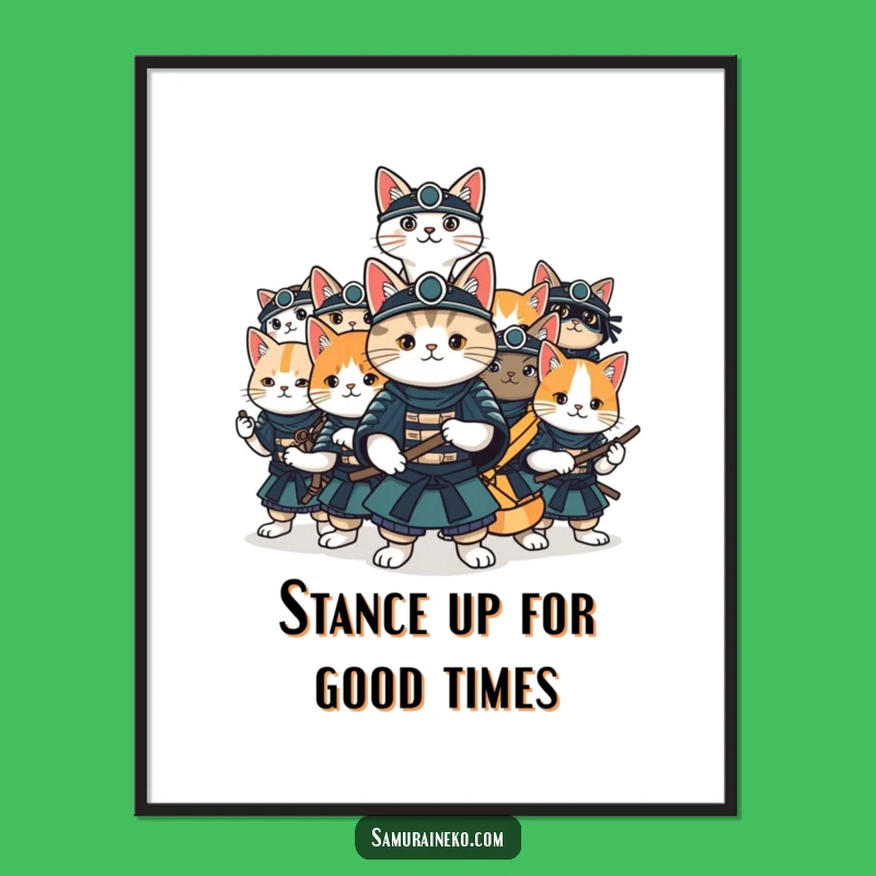 Free Printable Wall Art: Cat Samurai Squad, Fun Downloadable Decor