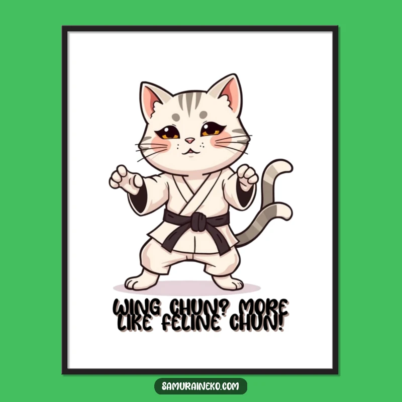 Free Printable Wall Art: Karate Cat, Funny Downloadable Digital Art for Home