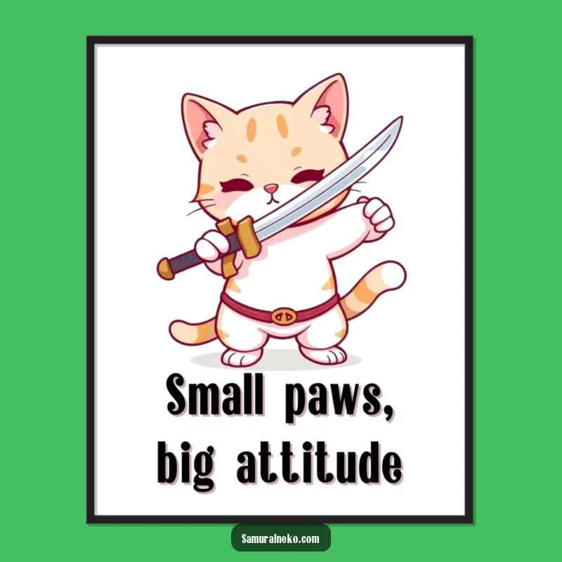 Funny Cat Sword Free Printable Wall Art - Playful Downloadable Art