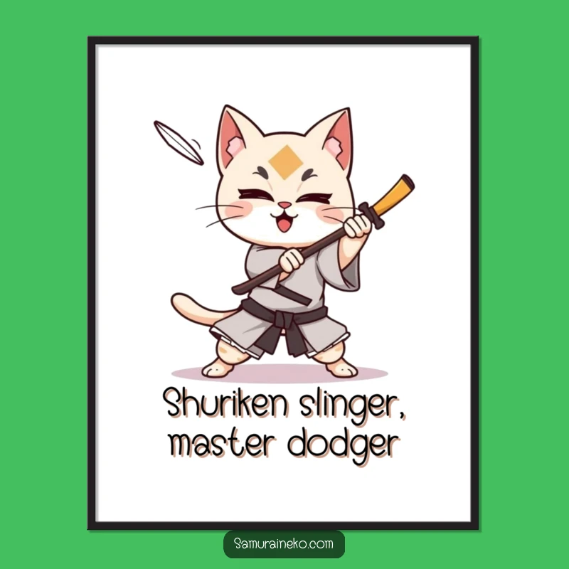 Funny Free Printable Wall Art: Glee Samurai Cat Action, Downloadable Decor