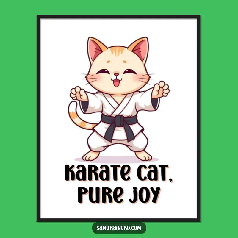 Funny Karate Cat Free Printable Wall Art - Playful Downloadable Art