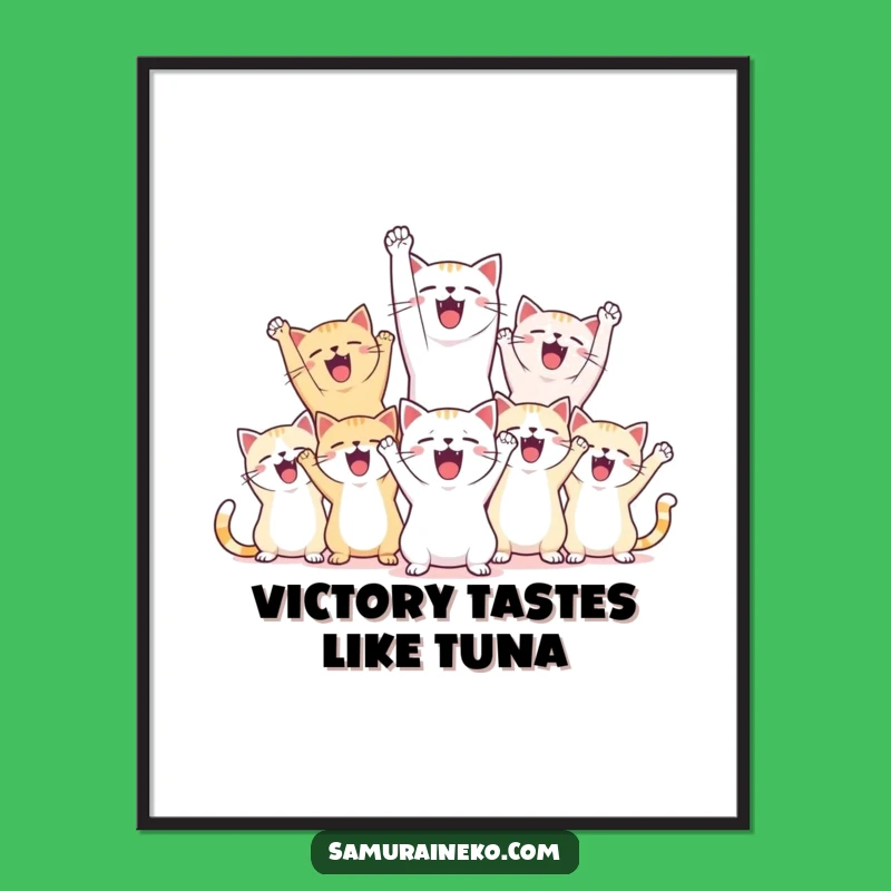 Free Printable Wall Art: Celebratory Cats Joyful Pose Downloadable Decor