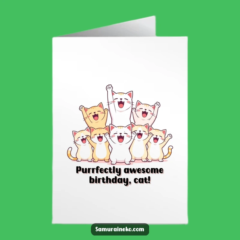 Free Printable Birthday Card: Cheerful Cats Victory Dance Downloadable Gift