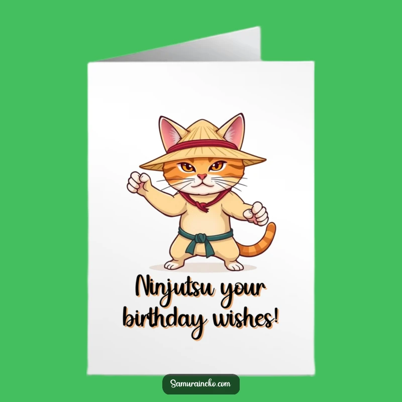 Free Printable Birthday Card: Karate Cat Warrior, Funny Downloadable Gift