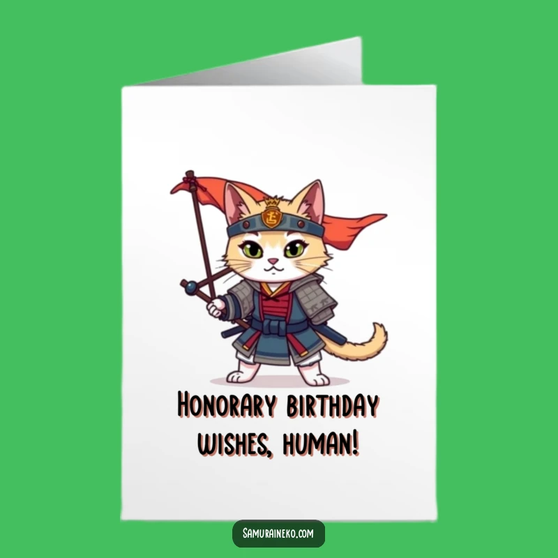 Free Printable Samurai Cat Birthday Card - Funny Downloadable Gift for Cat Lovers