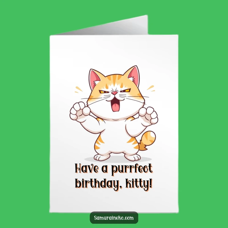 Free Printable Mischievous Cat Birthday Card for a Fierce Celebration